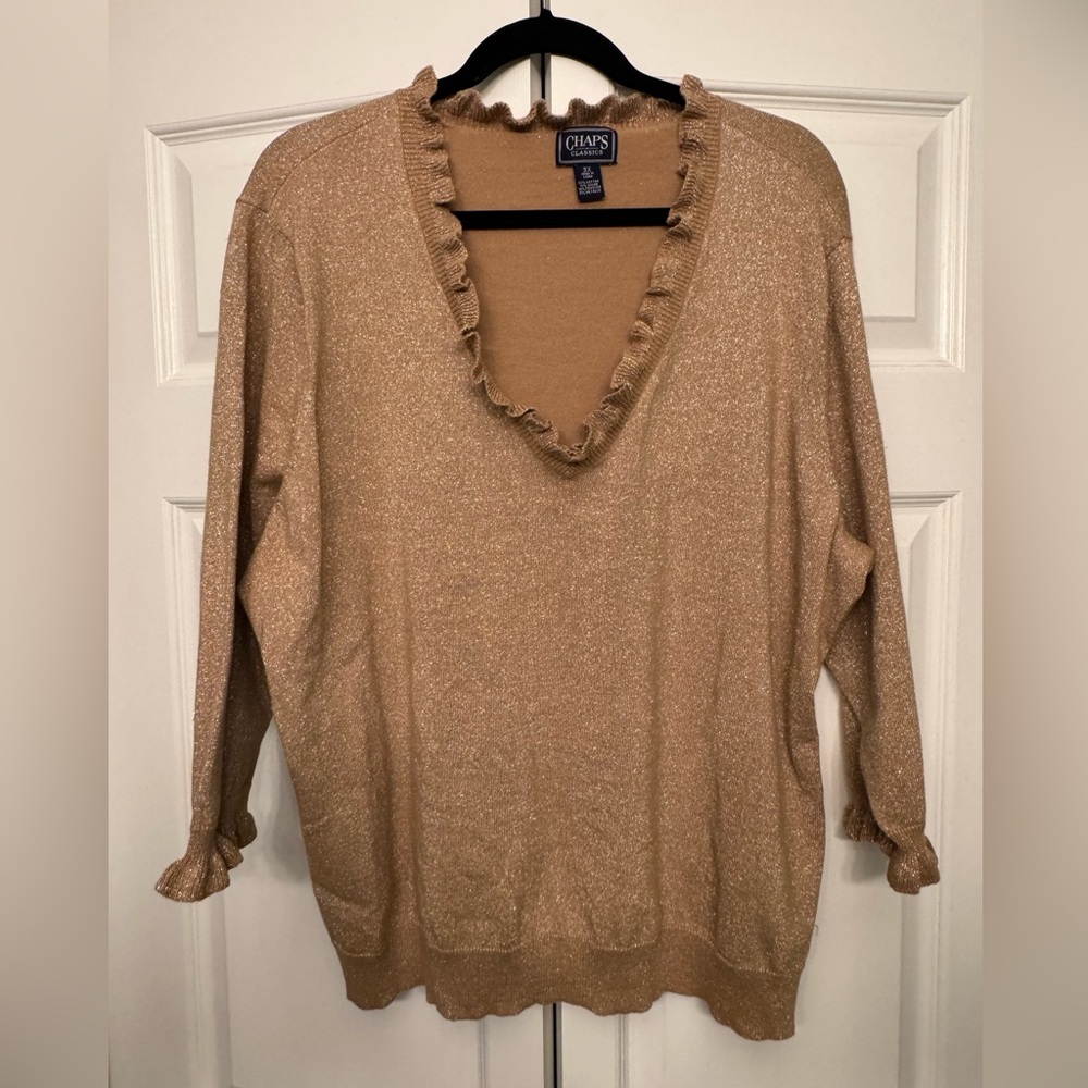 Chaps brand gold sparkly size 3x top.